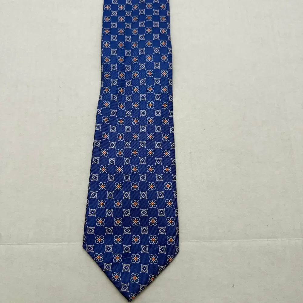 Jos A Bank Executive Collection Blue Silk Tie Medallion Print Necktie